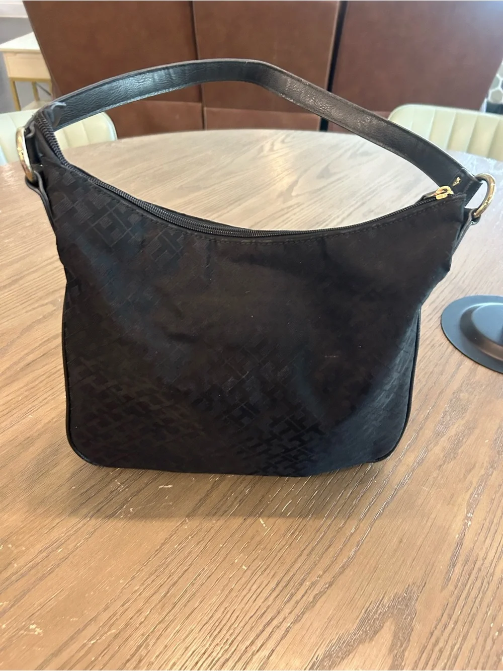 Tommy Hilfiger Black Jacquard Shoulder Bag